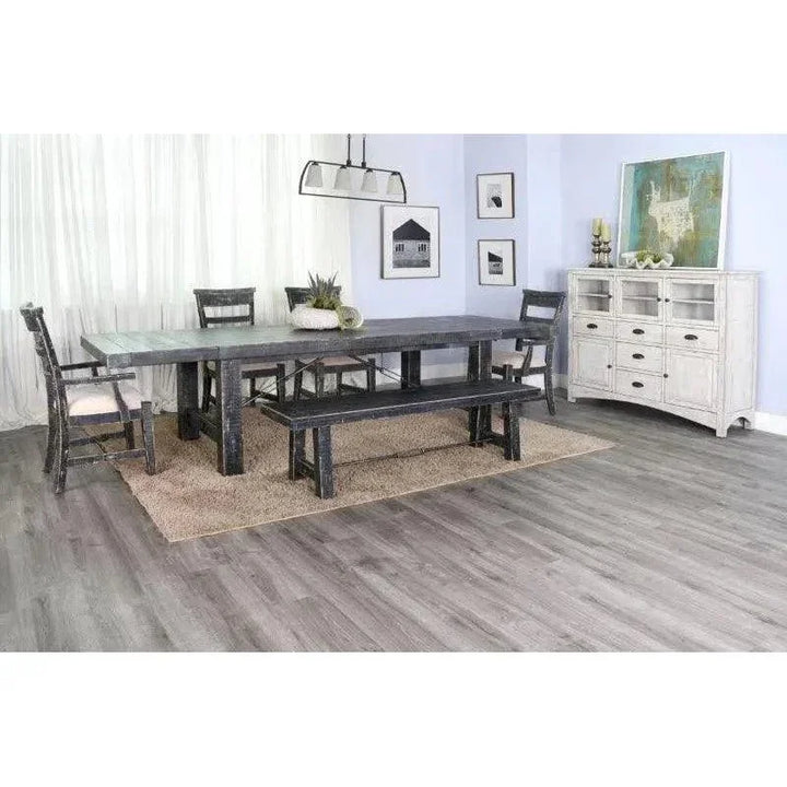 Black Sand Extension Table Black-Dining Tables-Sunny D-LOOMLAN