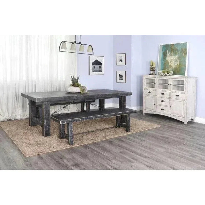 Black Sand Extension Table Black-Dining Tables-Sunny D-LOOMLAN