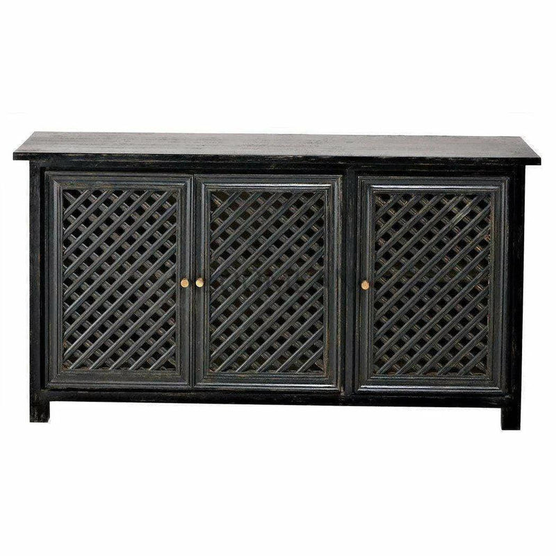 Black Sideboard with 3 Doors & Brass Knobs