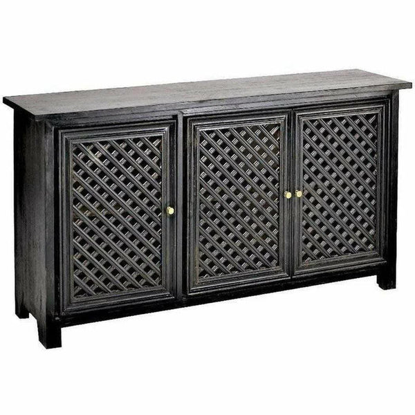 Black Sideboard with 3 Doors & Brass Knobs