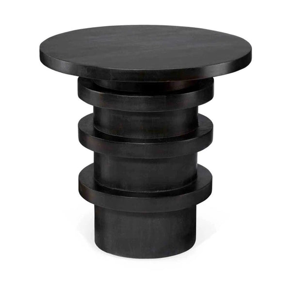 Black Solid Wood Round End Table Side Tables LOOMLAN By Jamie Young