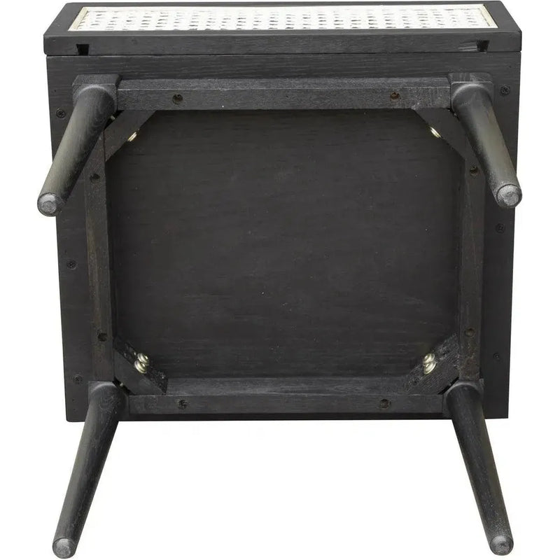 Black Square Side Table Drawers Wood Wood Base