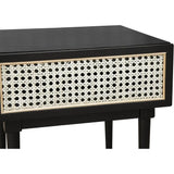 Black Square Side Table Drawers Wood Wood Base