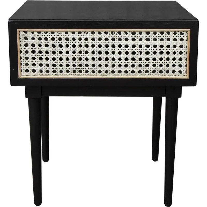 Black Square Side Table Drawers Wood Wood Base