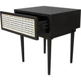 Black Square Side Table Drawers Wood Wood Base