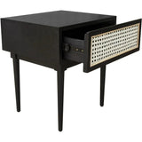 Black Square Side Table Drawers Wood Wood Base