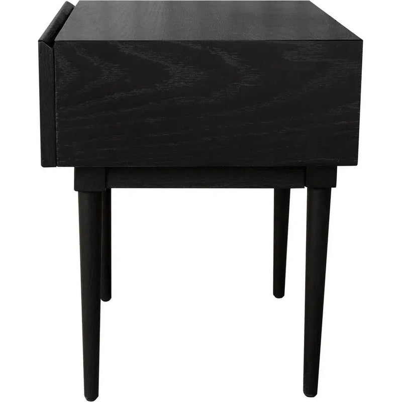 Black Square Side Table Drawers Wood Wood Base