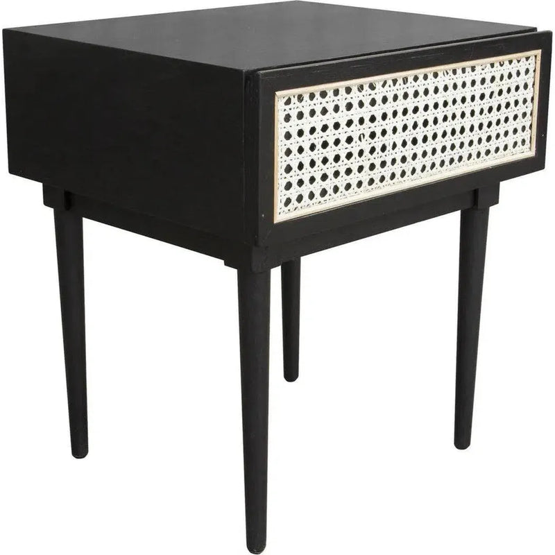 Black Square Side Table Drawers Wood Wood Base