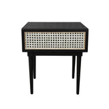 Black Square Side Table With Drawers Wood Top Wood Base Side Tables LOOMLAN By LHIMPORTS