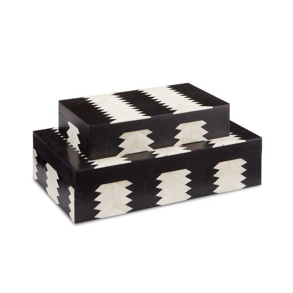 Black White Natural Arrow Box Set of 2 Boxes & Bowls LOOMLAN By Currey & Co
