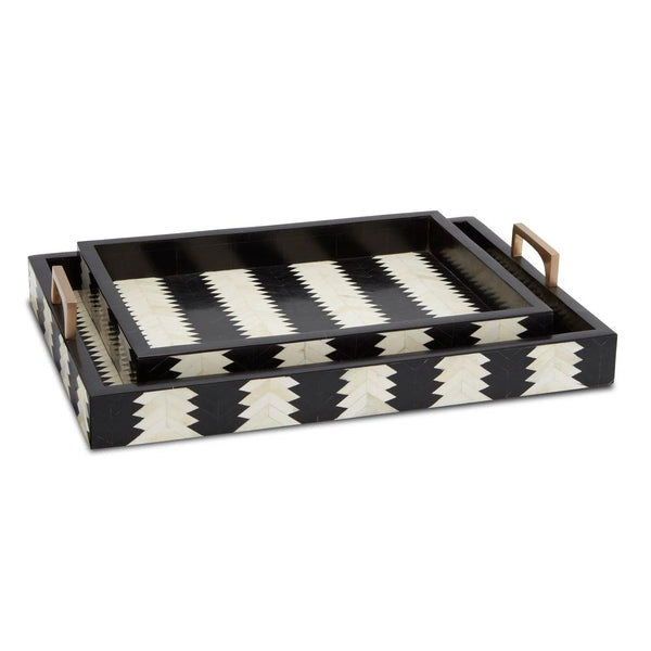 Black White Natural Brass Arrow Tray Set of 2 Trays LOOMLAN By Currey & Co