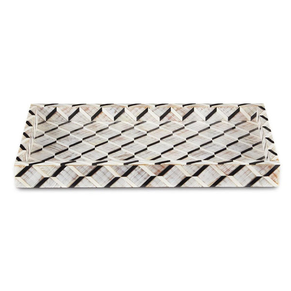 Black White Natural Derian Tray Trays LOOMLAN By Currey & Co