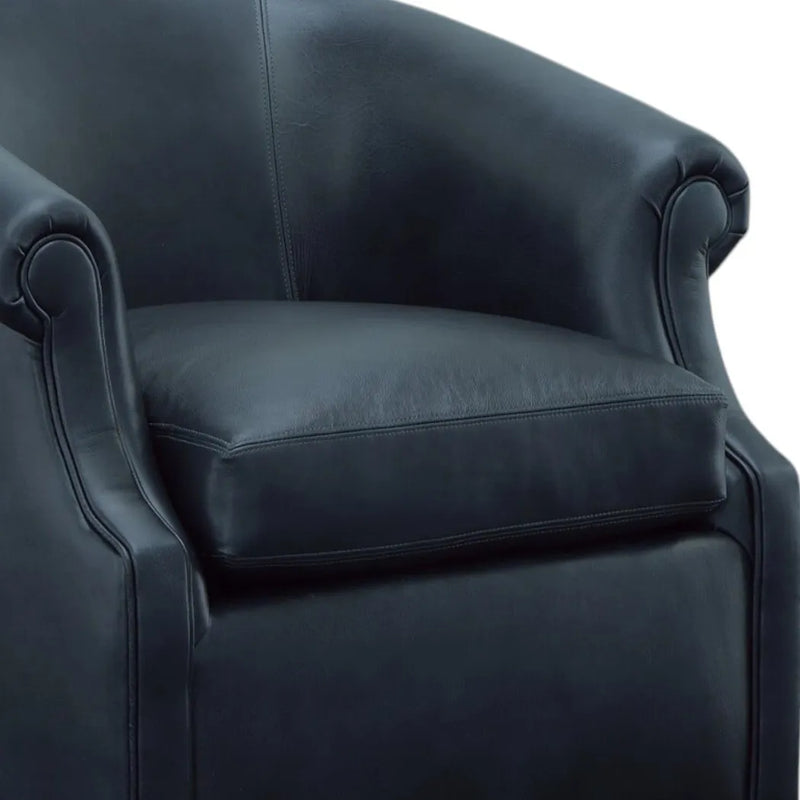 Black Leather Swivel Club Chair Seattle