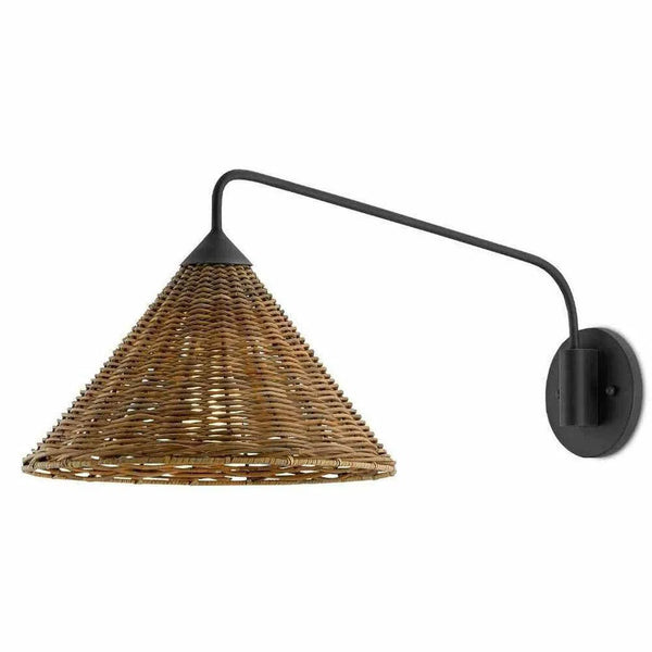 Blacksmith Natural Basket Swing Arm Sconce Wall Sconces LOOMLAN By Currey & Co