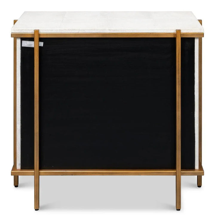 Blakely White Leather Nightstand - LOOMLAN - Sarreid - Nightstands