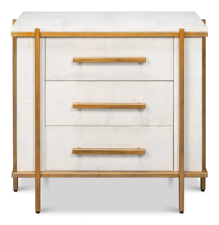 Blakely White Leather Nightstand - LOOMLAN - Sarreid - Nightstands