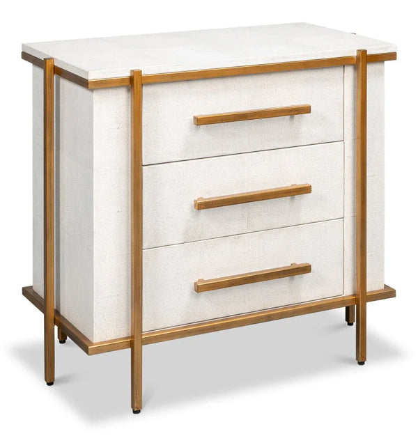 Blakely White Leather Nightstand - LOOMLAN - Sarreid - Nightstands