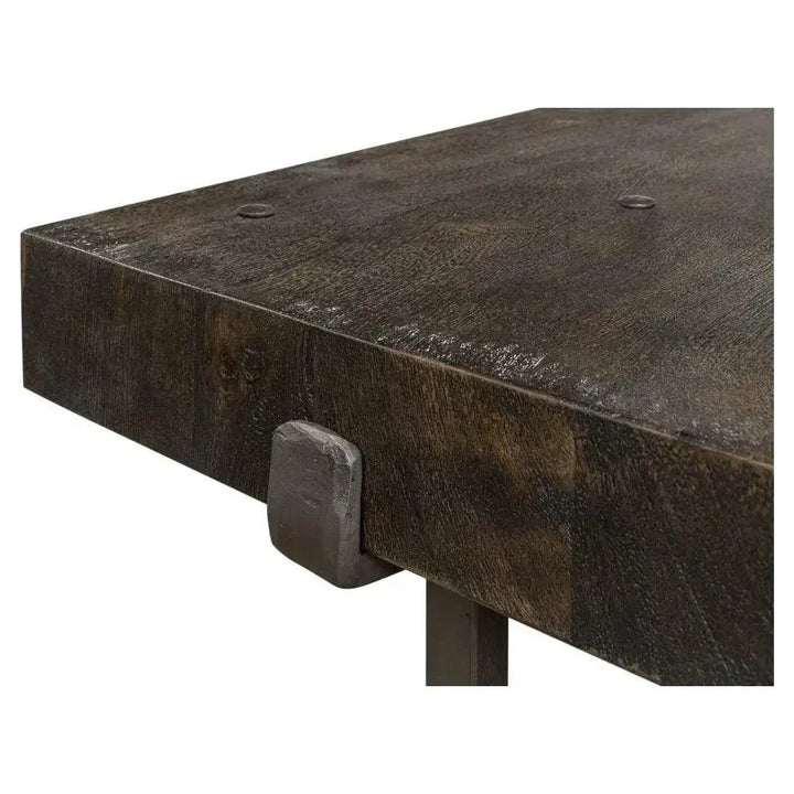 Blayne Coffee Table Square Wood Iron Base - LOOMLAN - Sarreid - Coffee Tables