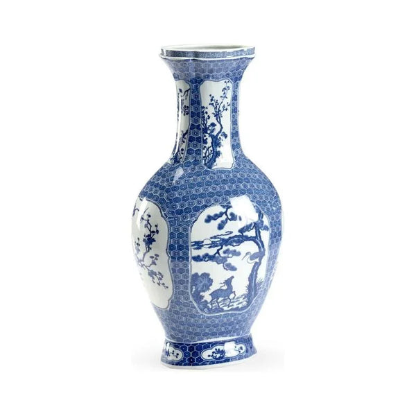 Blue And White Stag Ceramic Vase - LOOMLAN - Chelsea House - Vases & Jars