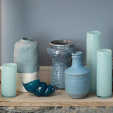 Blue Ceramic Folk Vessel-Vases & Jars-Jamie Young-LOOMLAN