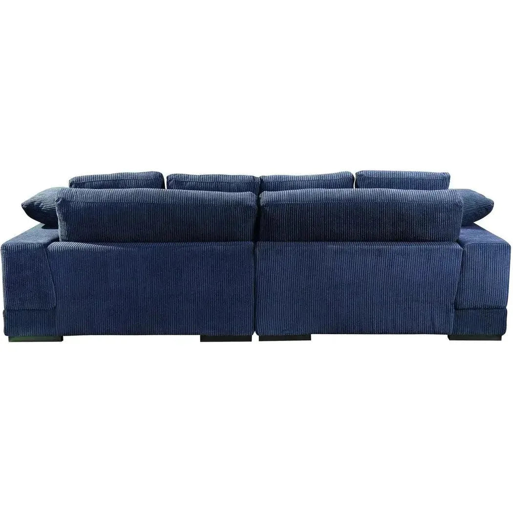 Blue Corduroy Reversible Sectional Chaise