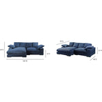 Blue Corduroy Reversible Sectional Chaise