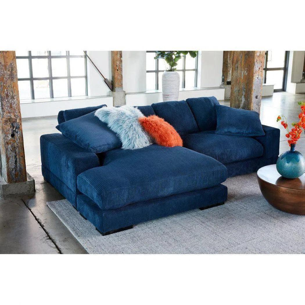 Blue Corduroy Reversible Sectional Chaise