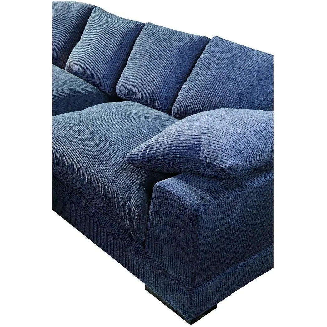 Blue Corduroy Reversible Sectional Chaise