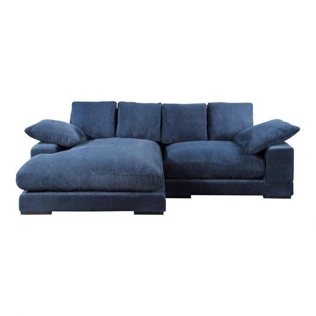 Blue Corduroy Reversible Sectional Chaise