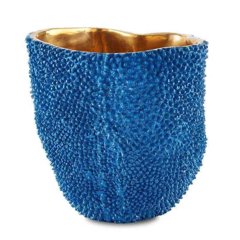 Blue Gold Jackfruit Medium Cobalt Blue Vase Vases & Jars LOOMLAN By Currey & Co