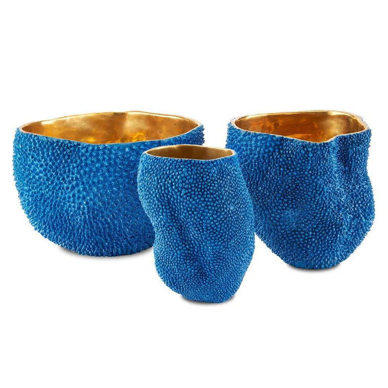 Blue Gold Jackfruit Small Cobalt Blue Vase Vases & Jars LOOMLAN By Currey & Co