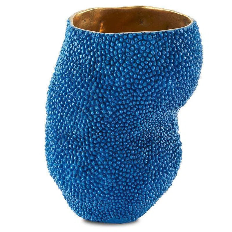 Blue Gold Jackfruit Small Cobalt Blue Vase Vases & Jars LOOMLAN By Currey & Co