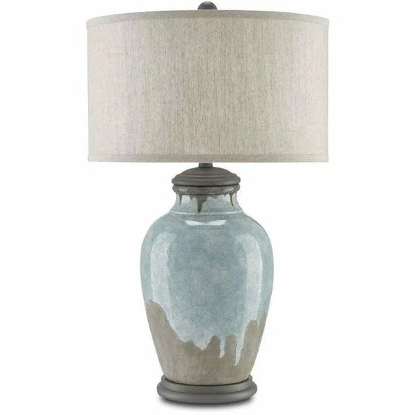 Blue-Green Gray Hiroshi Gray Chatswood Table Lamp Table Lamps LOOMLAN By Currey & Co