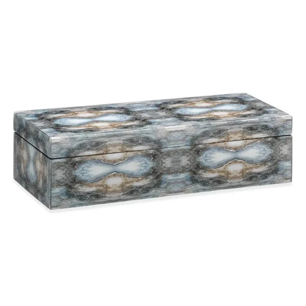 Blue Lacquer Paper Rorschach Long Box - LOOMLAN - Jamie Young - Boxes & Bowls