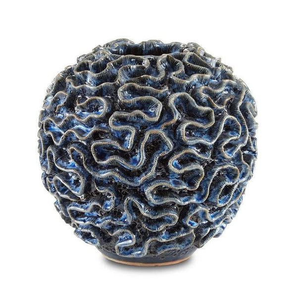 Blue Milos Blue Vase Vases & Jars LOOMLAN By Currey & Co