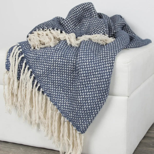 Blue Throw Blanket Modern Home Decor-Throw Blankets-LOOMLAN-LOOMLAN