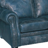 Western Style Leather Couch With Blue Alligator Embossed Leather Sofas & Loveseats LOOMLAN By Uptown Sebastian