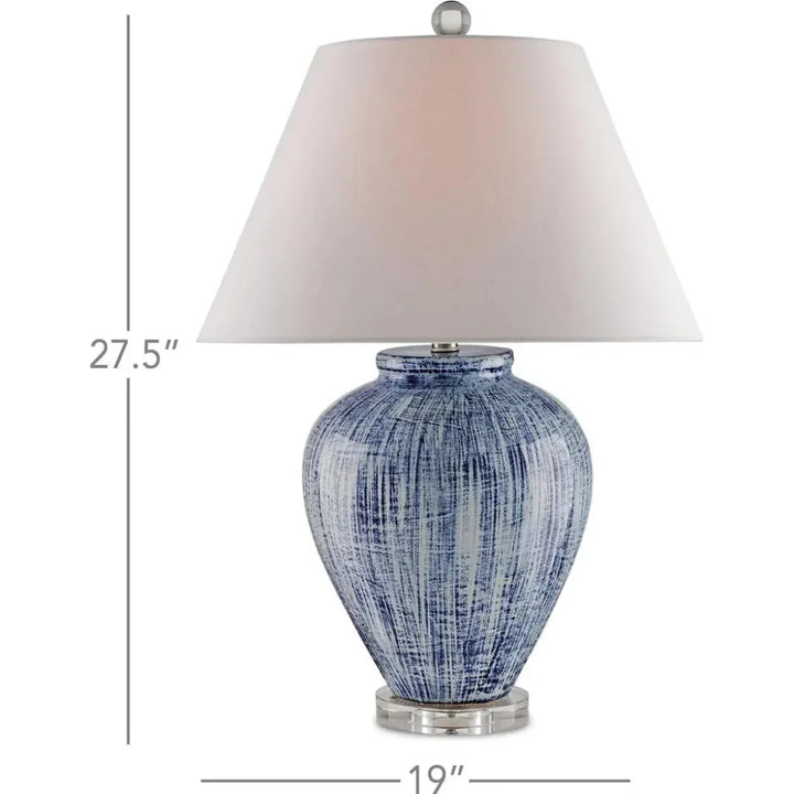 Blue White Malaprop Table Lamp - LOOMLAN - Currey & Co - Table Lamps