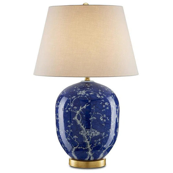 Blue White Raffia Sakura Table Lamp Table Lamps LOOMLAN By Currey & Co