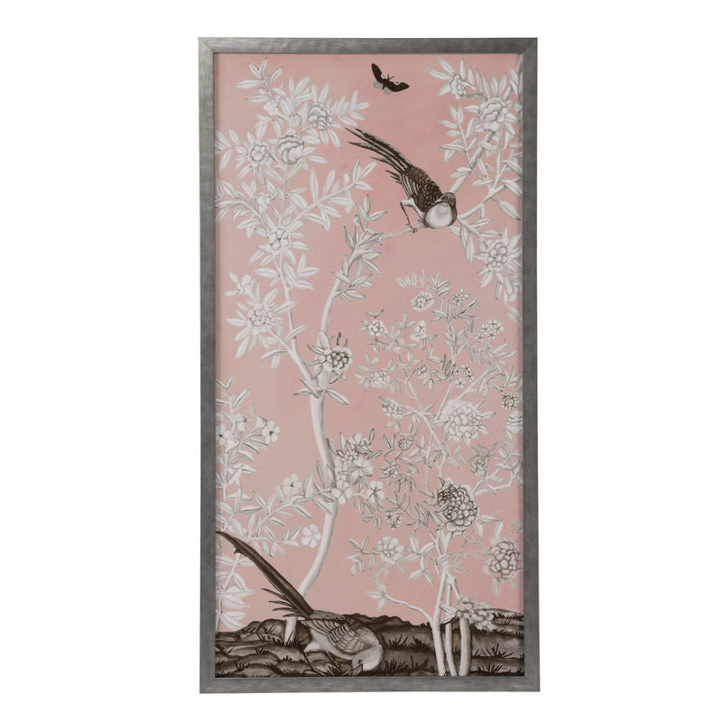 Blush Chinoiserie Silver Framed Artwork-Artwork-Chelsea House-Chinoiserie II-LOOMLAN