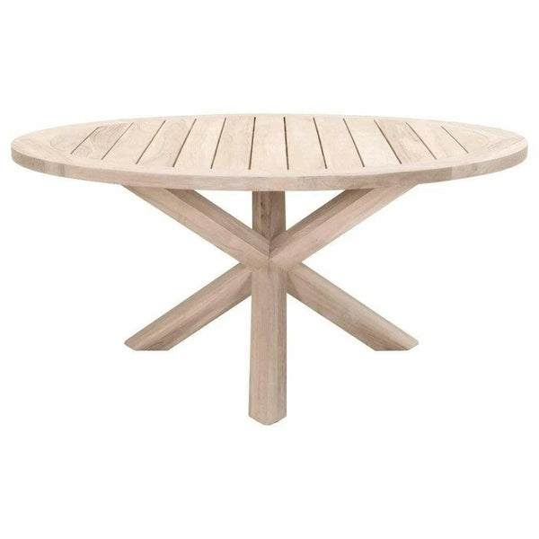 Boca Outdoor 63" Round Dining Table Gray Teak Outdoor Dining Tables LOOMLAN By Essentials For Living