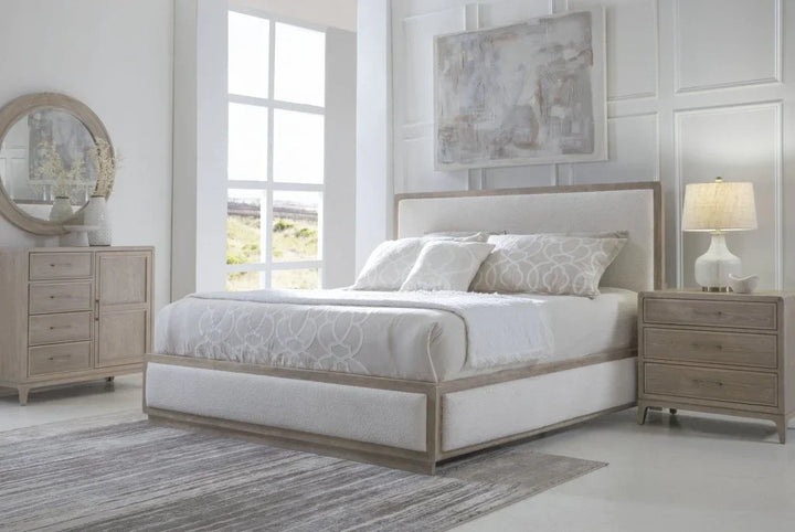Bodhi Ivory Textured Performance Fabric Bed - LOOMLAN - Palmetto Home - Beds