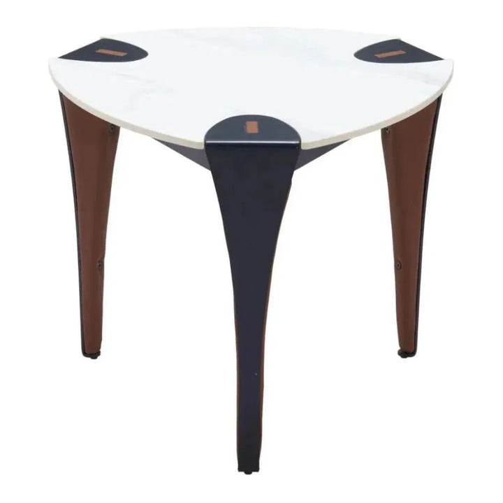 Bogey Stone & Steel White Geometric Side Table - LOOMLAN - Zuo Modern - Side Tables