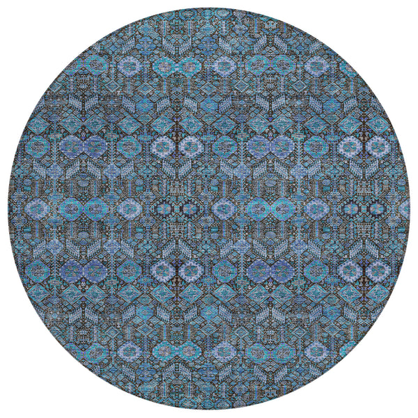 Bohemian Teal Washable Indoor-Outdoor Rug