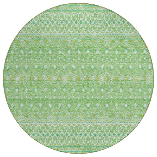 Boho Green Washable Indoor-Outdoor Rug
