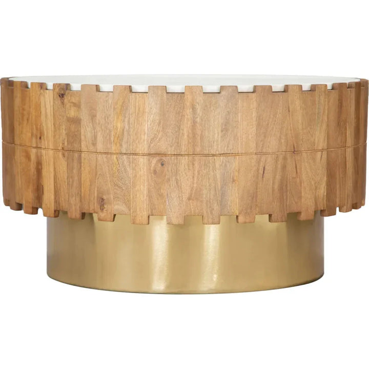 Bombay Wood & Marble Round Coffee Table - LOOMLAN - Zuo Modern - Coffee Tables