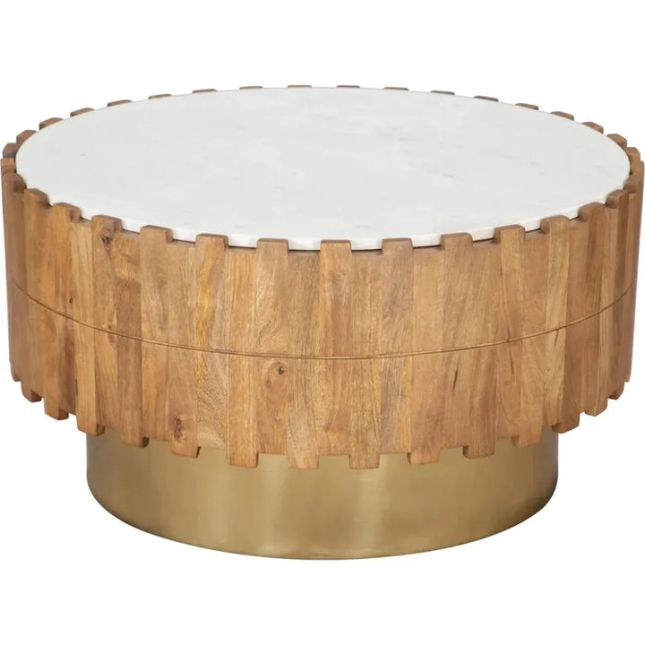 Bombay Wood & Marble Round Coffee Table - LOOMLAN - Zuo Modern - Coffee Tables