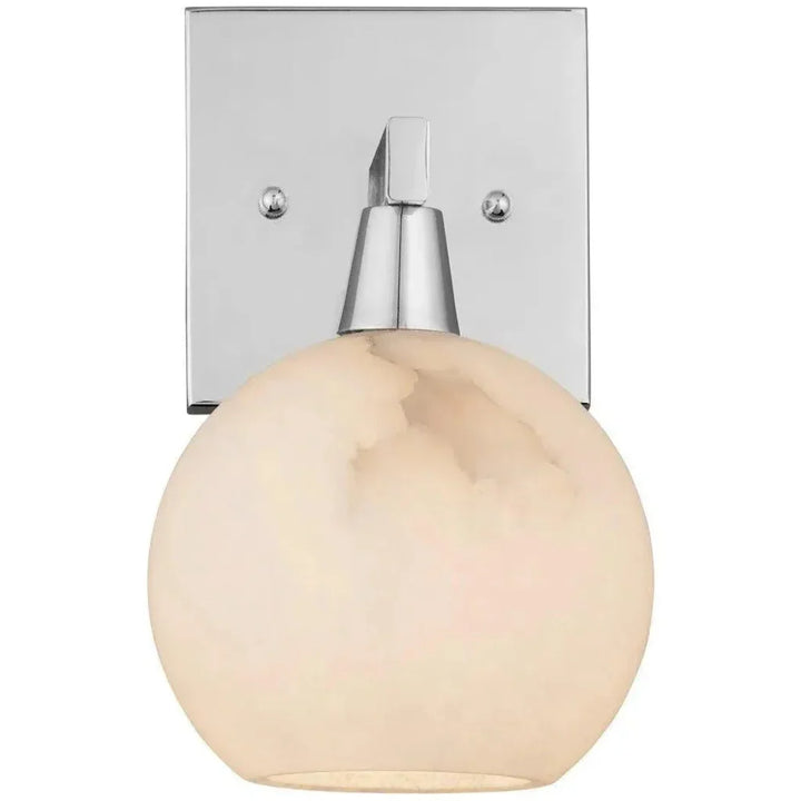 Bombelles Metal & Alabaster Silver Bath Wall Sconce - LOOMLAN - Currey & Co - Wall Sconces