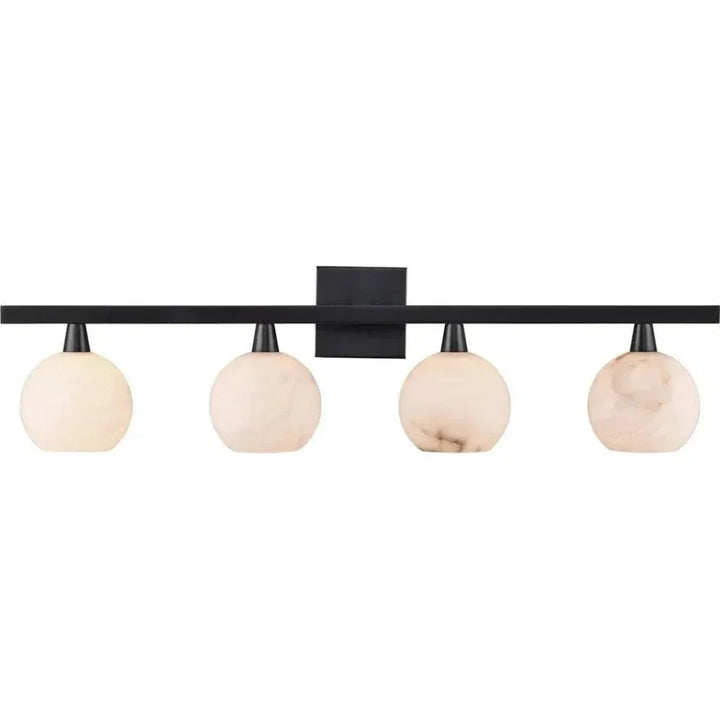 Bombelles Metal and Alabaster Black Bath Bar - LOOMLAN - Currey & Co - Wall Sconces