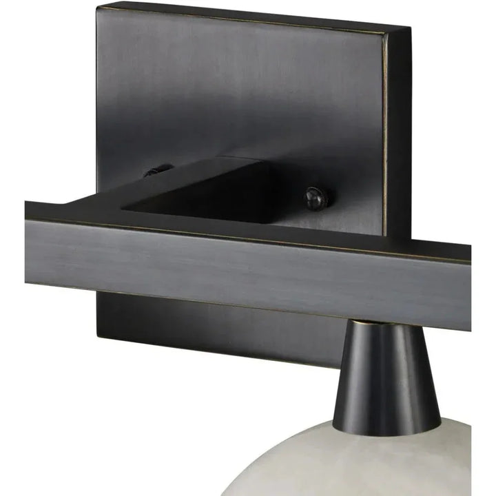 Bombelles Metal and Alabaster Black Bath Bar - LOOMLAN - Currey & Co - Wall Sconces